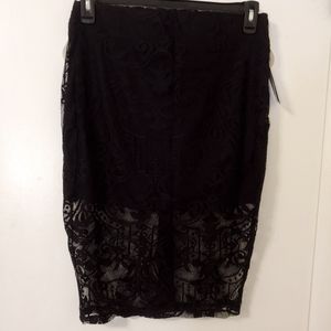 Black pencil skirt with lace overlay